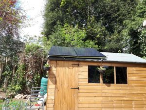 Solar panels that charge three 110 Ah leisure batteries.